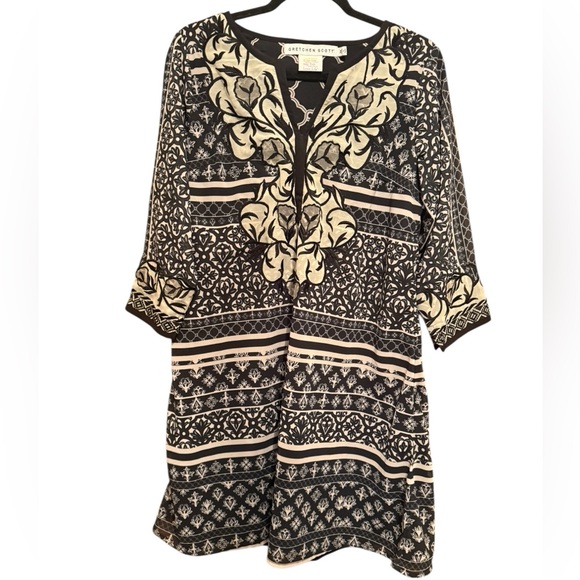 Gretchen Scott Designs Dresses & Skirts - Gretchen Scott- Multi Muted Colors Black/White- 3/4 sleeve
(Goddess)